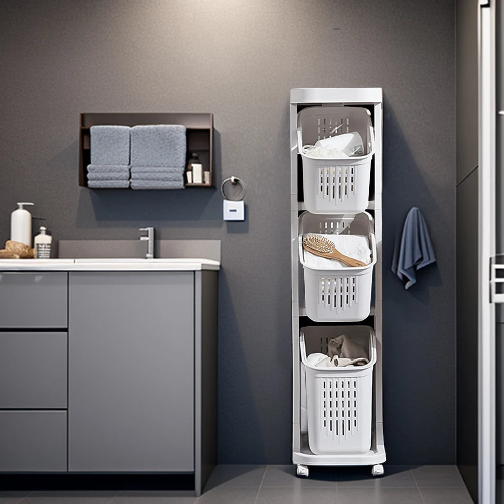 4-Tier Laundry Basket with Wheels