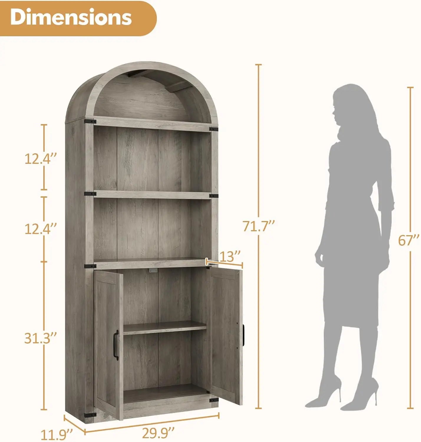5 Shelf Arched Bookshelf