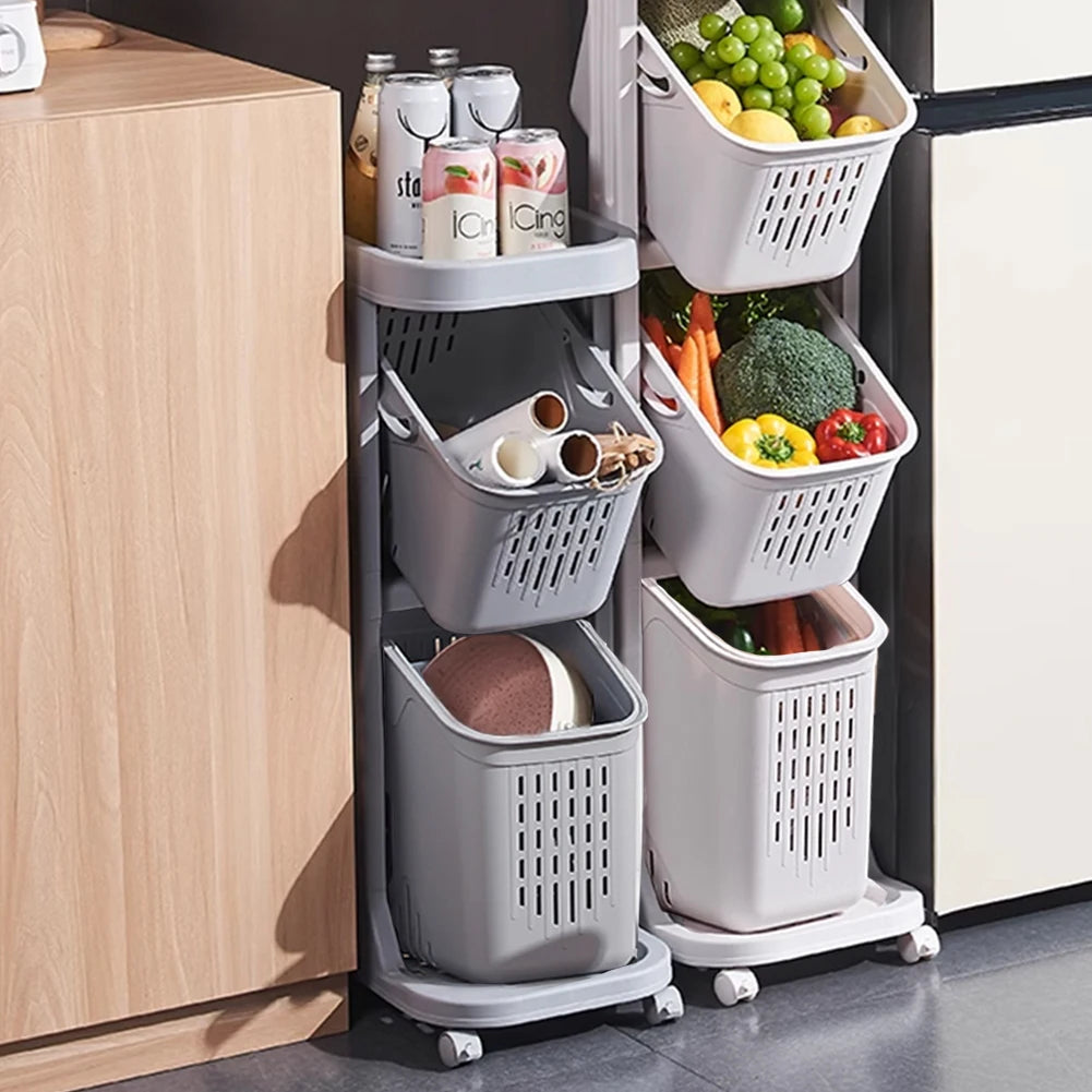4-Tier Laundry Basket with Wheels