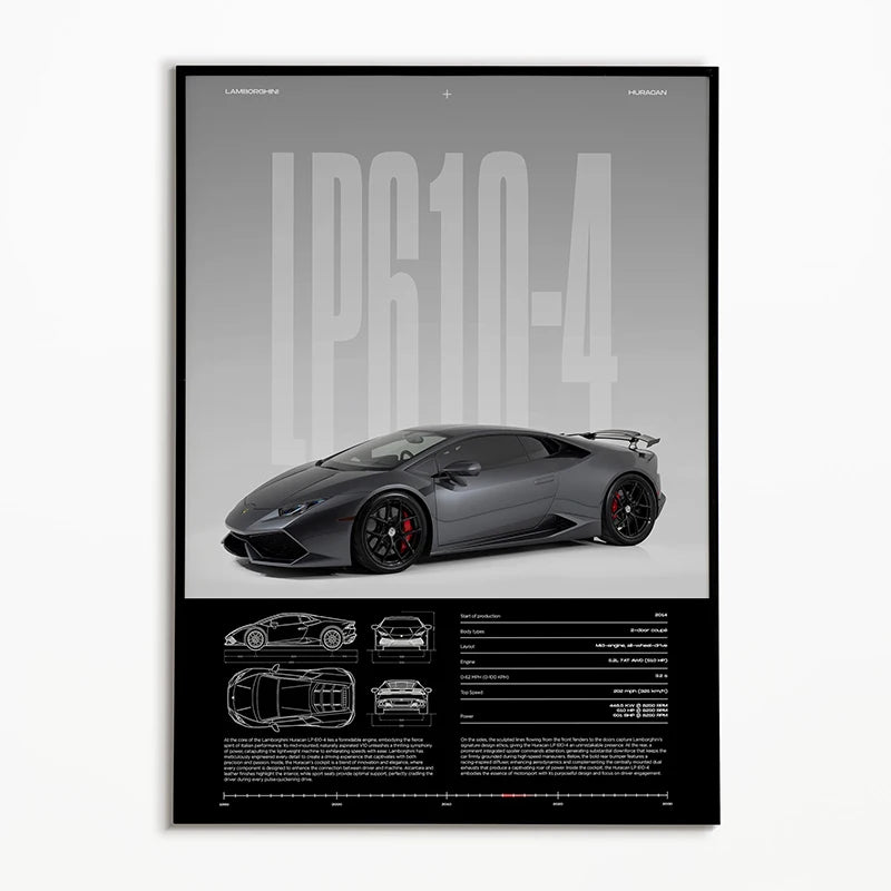 Black & White Famous Cars Posters
