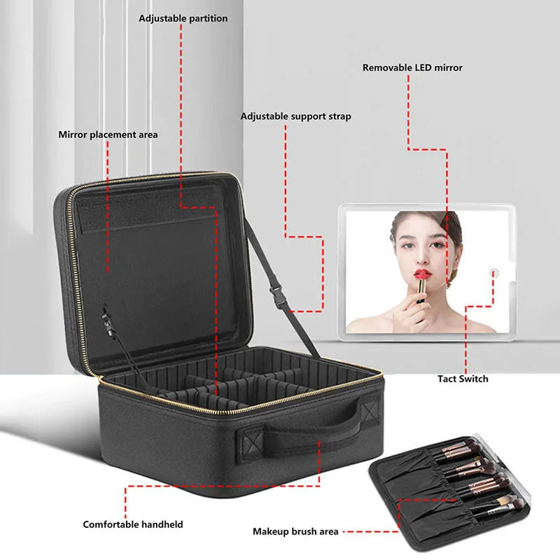 LED Cosmetic Case With Mirror
