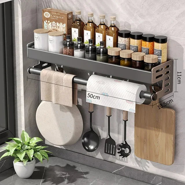 Wall-Mounted Kitchen Spice Storage Rack