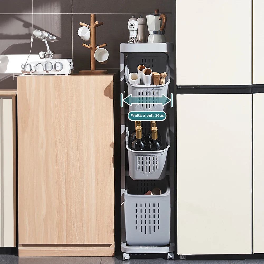 4-Tier Laundry Basket with Wheels