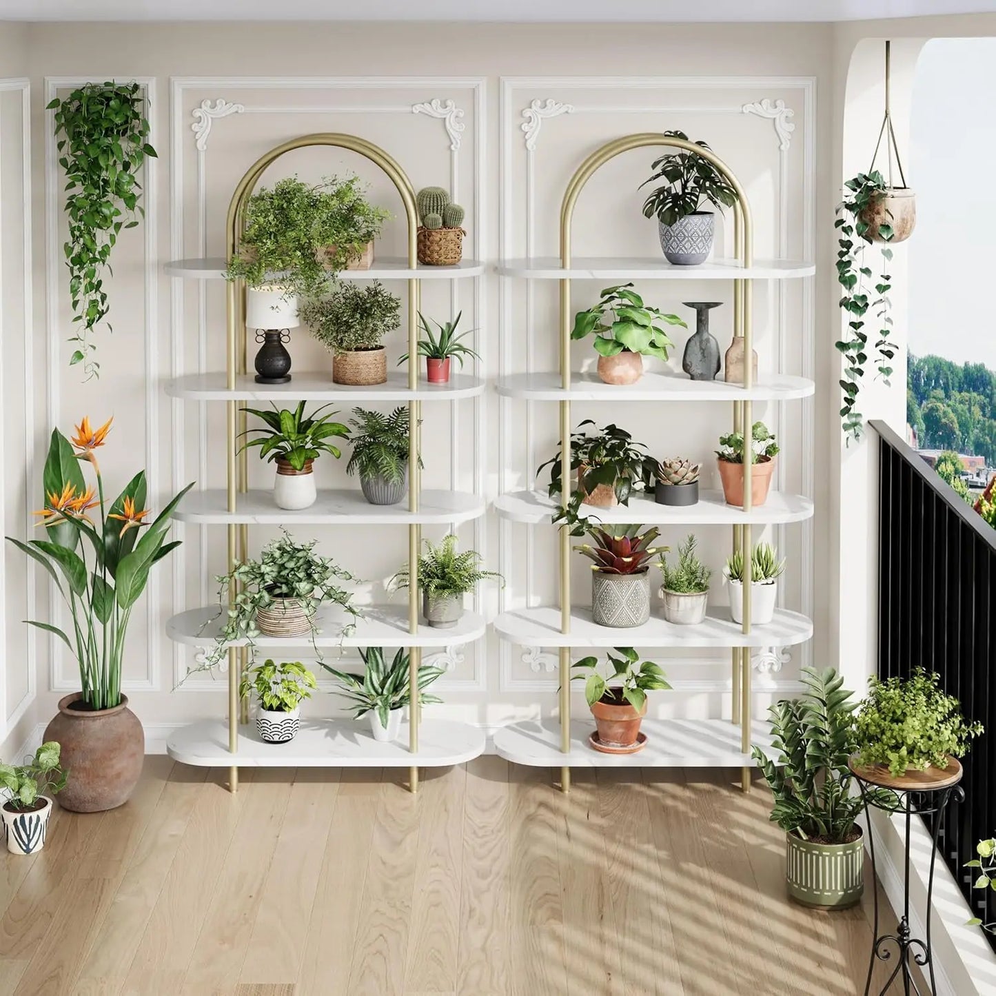 5 Tier Bookcase Arched Display Rack