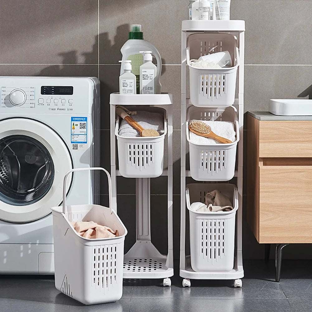 4-Tier Laundry Basket with Wheels