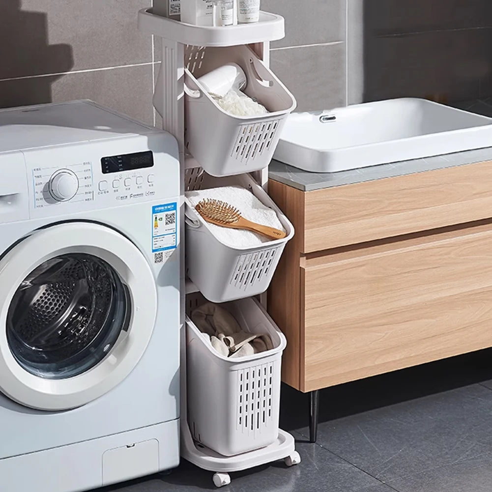 4-Tier Laundry Basket with Wheels