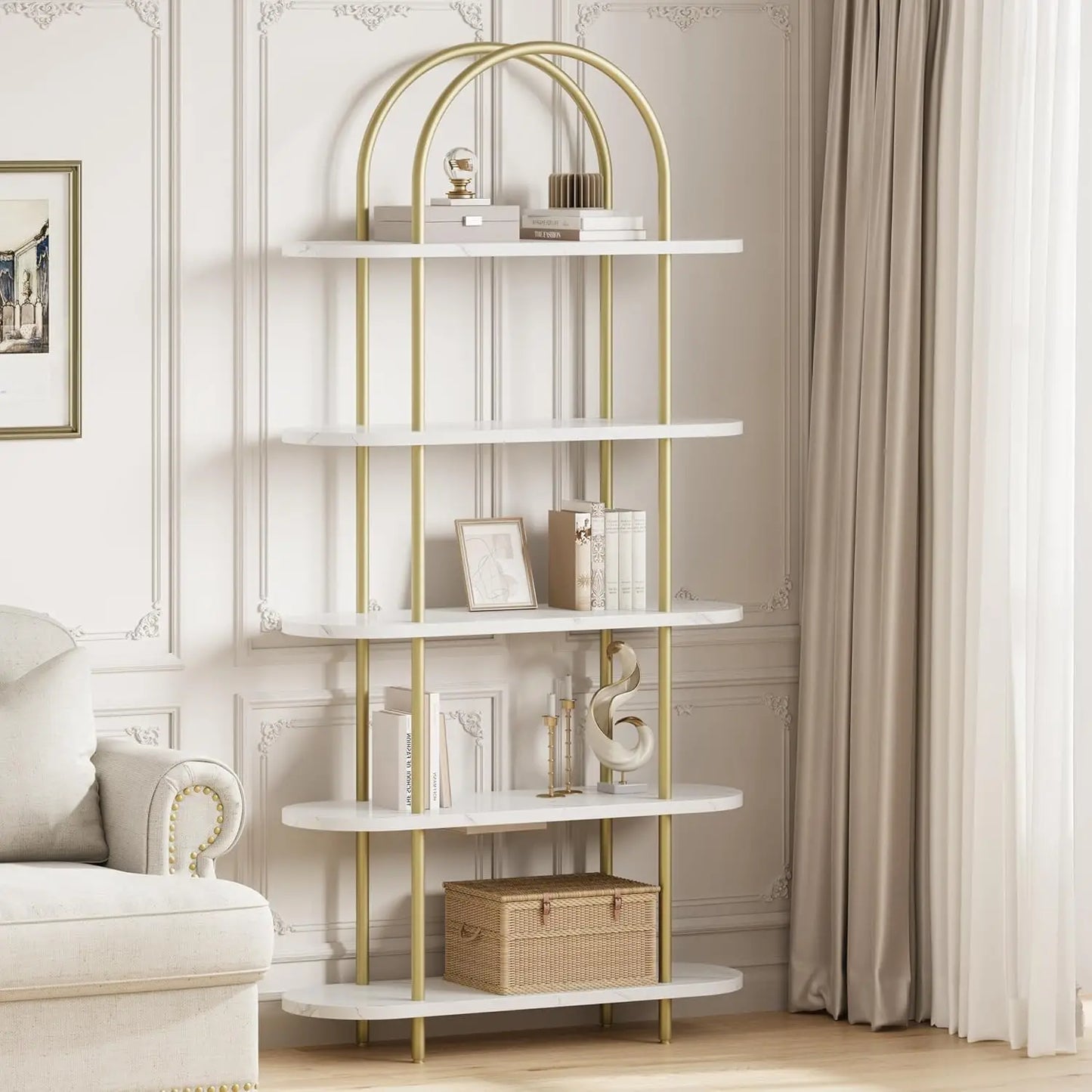 5 Tier Bookcase Arched Display Rack
