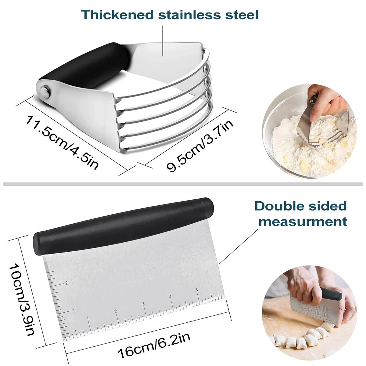 Stainless Steel Pastry Cutter and Bench Scraper Set