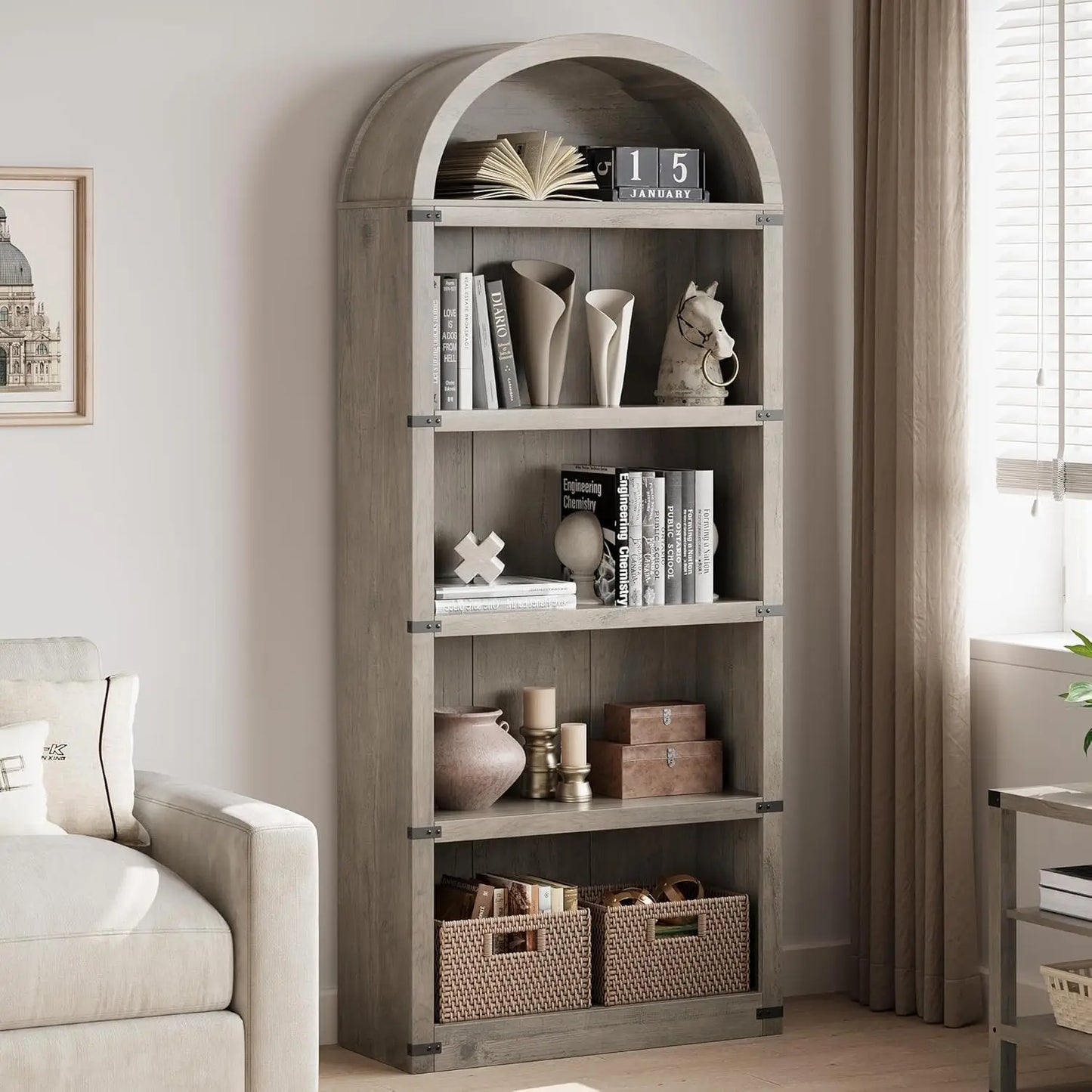 5 Shelf Arched Bookshelf