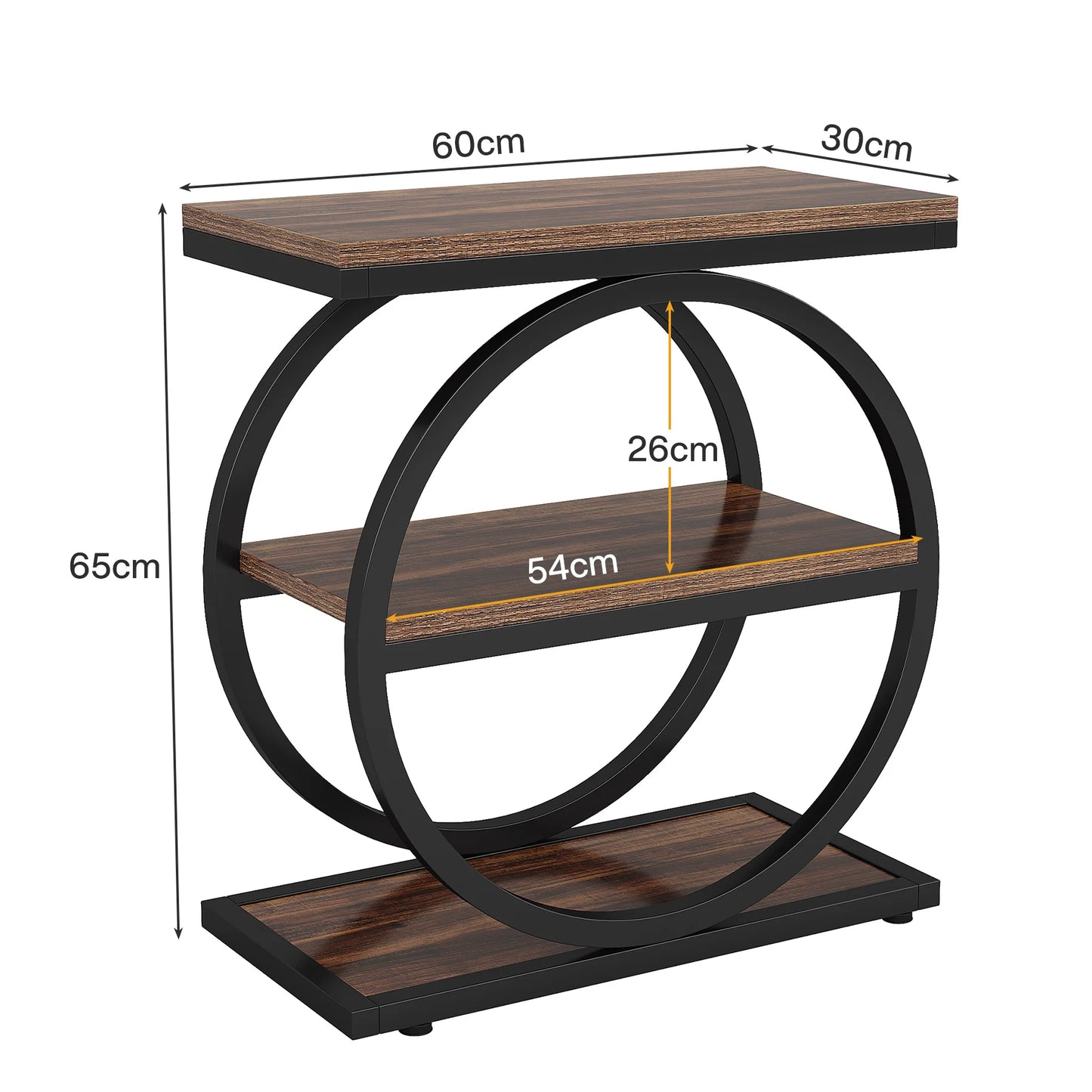 3-Tier End Table with Storage Shelves