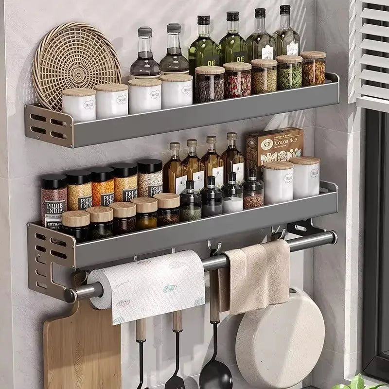 Wall-Mounted Kitchen Spice Storage Rack