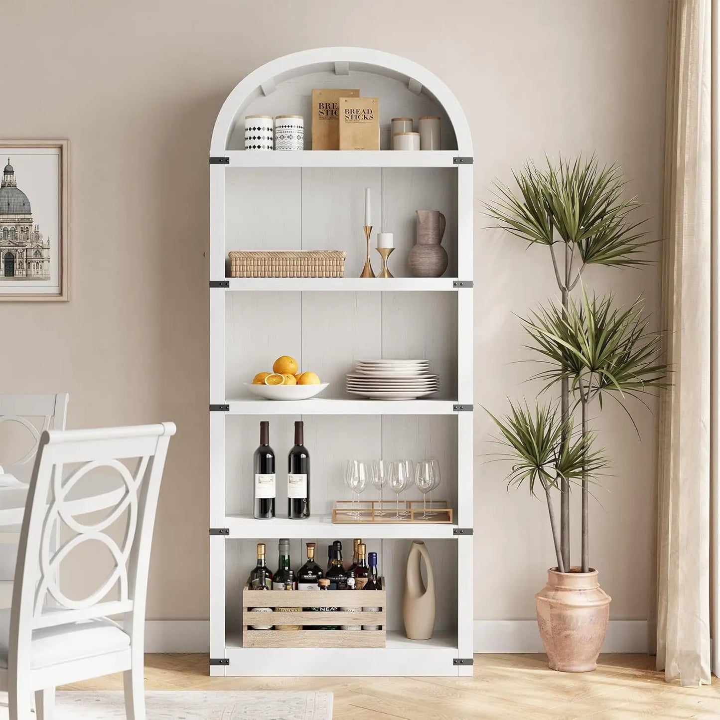 5 Shelf Arched Bookshelf
