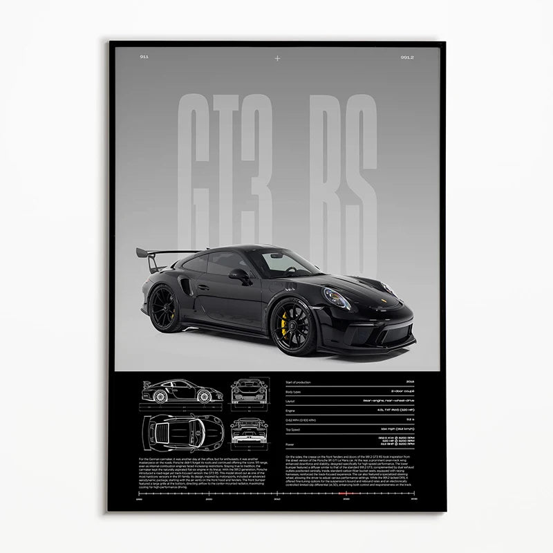Black & White Famous Cars Posters