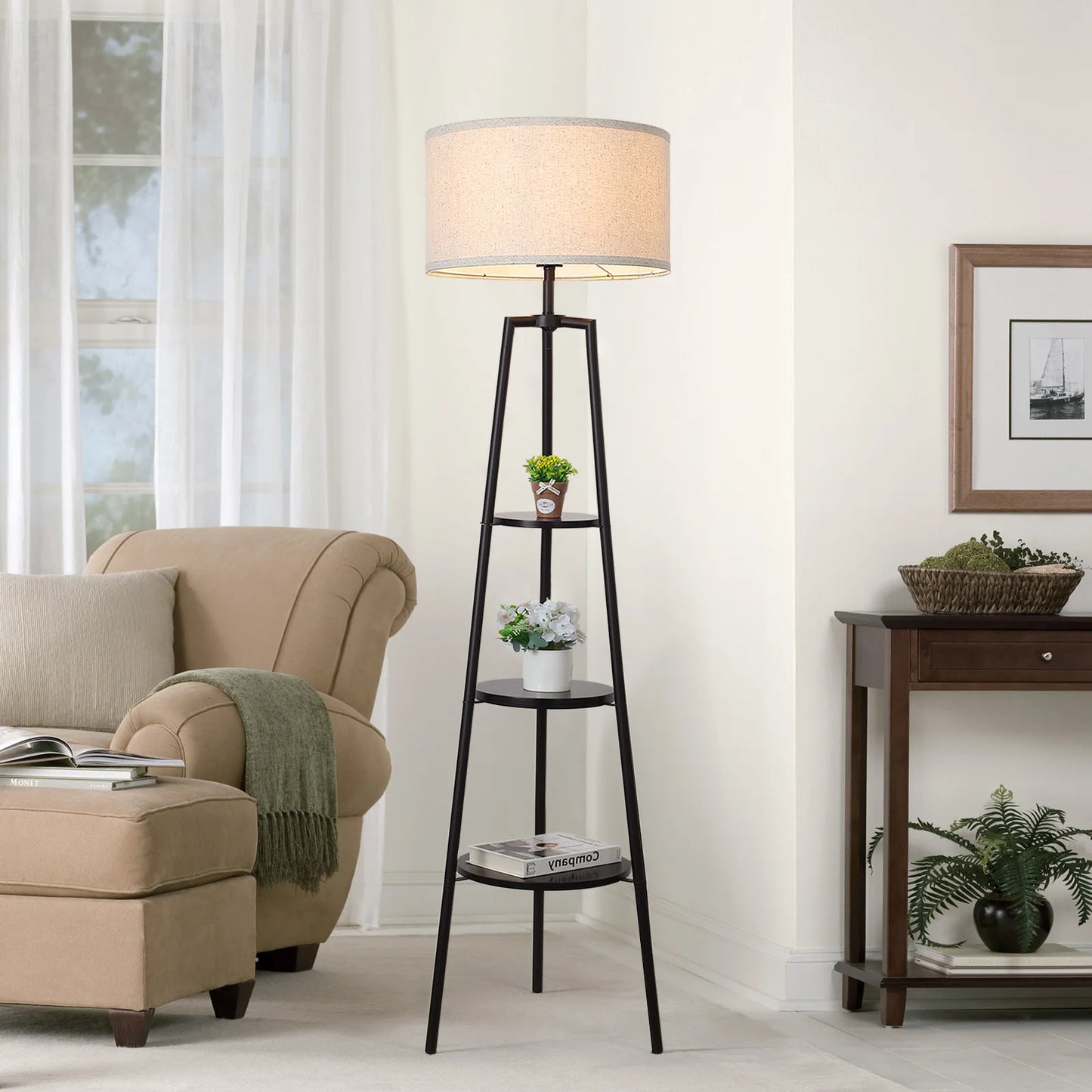Floor Lamp with Shelves