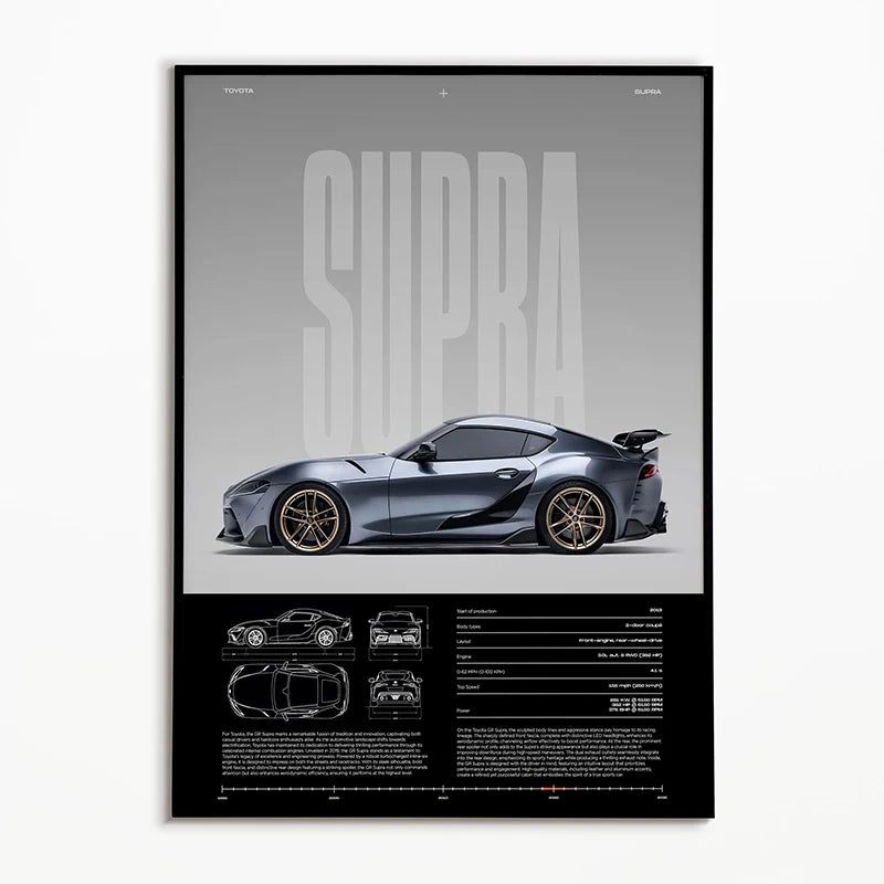 Black & White Famous Cars Posters