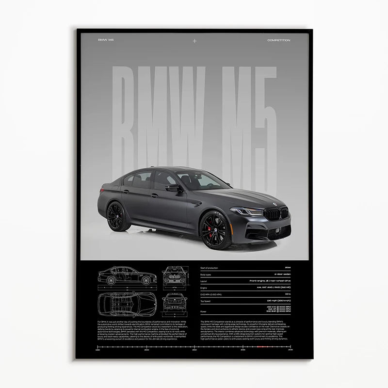 Black & White Famous Cars Posters