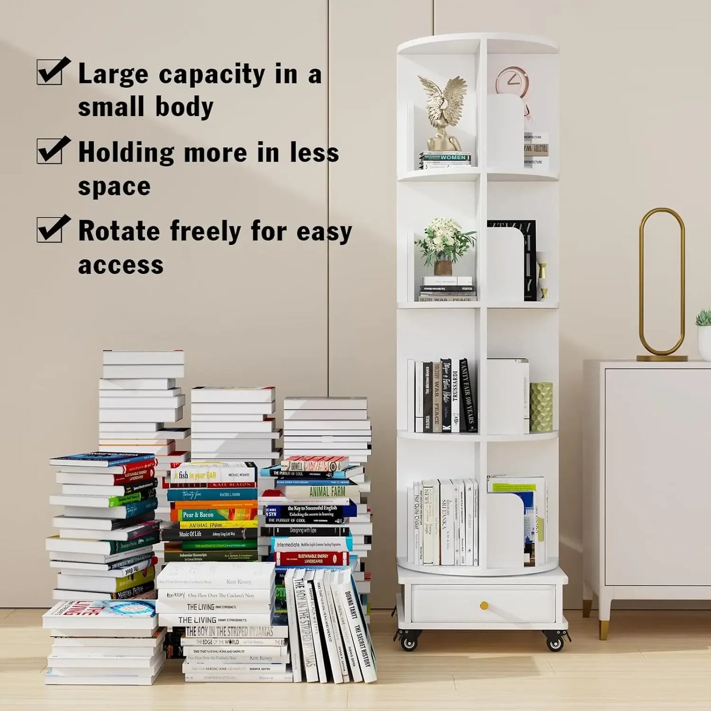 4-layer Corner Rotating Bookshelf