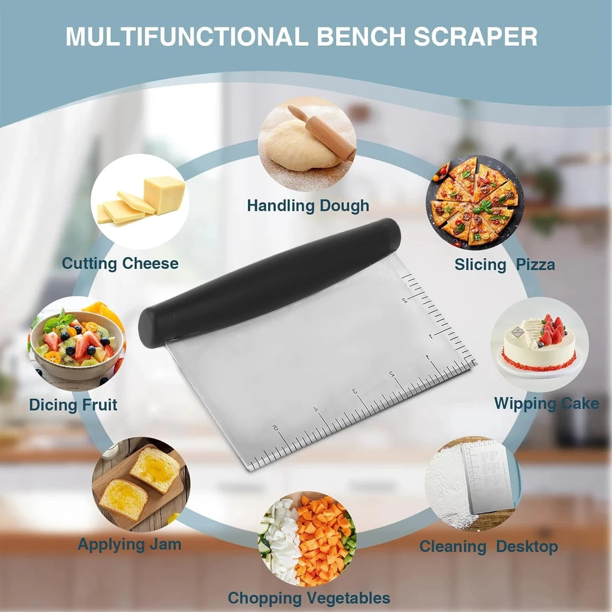 Stainless Steel Pastry Cutter and Bench Scraper Set