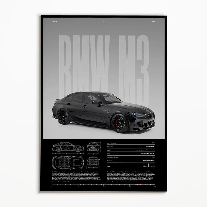 Black & White Famous Cars Posters