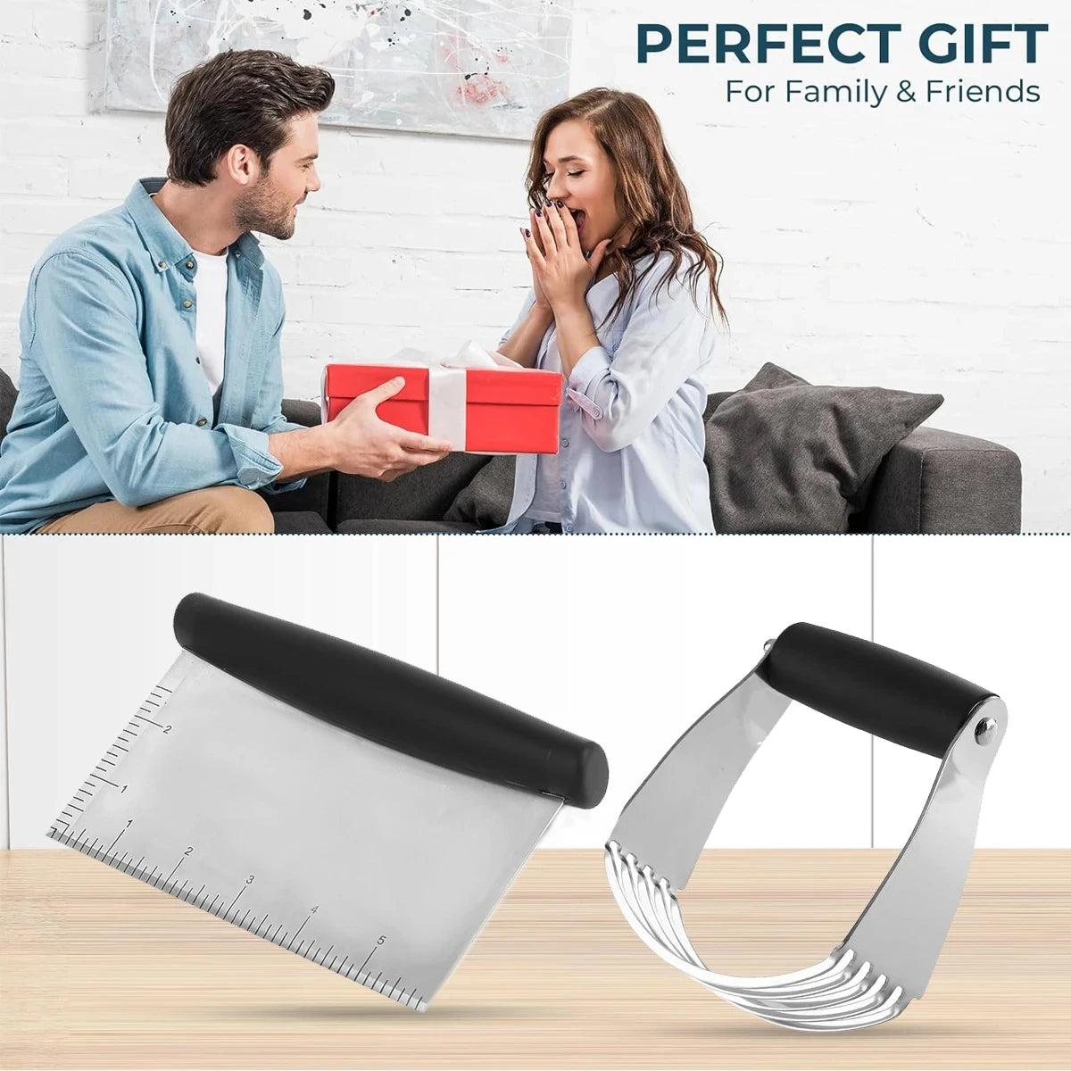 Stainless Steel Pastry Cutter and Bench Scraper Set