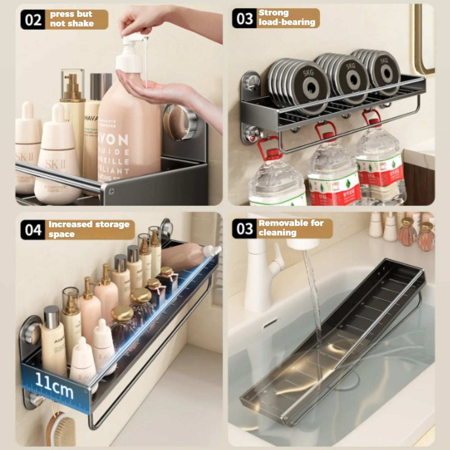 No Drill Bathroom Rack