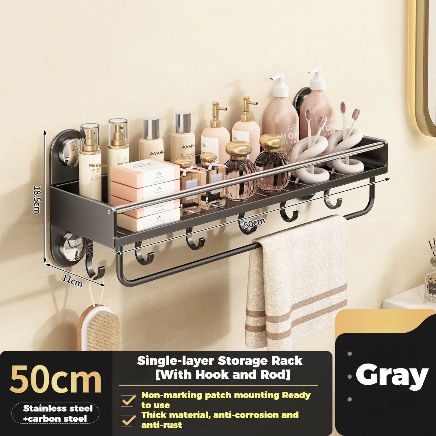 No Drill Bathroom Rack