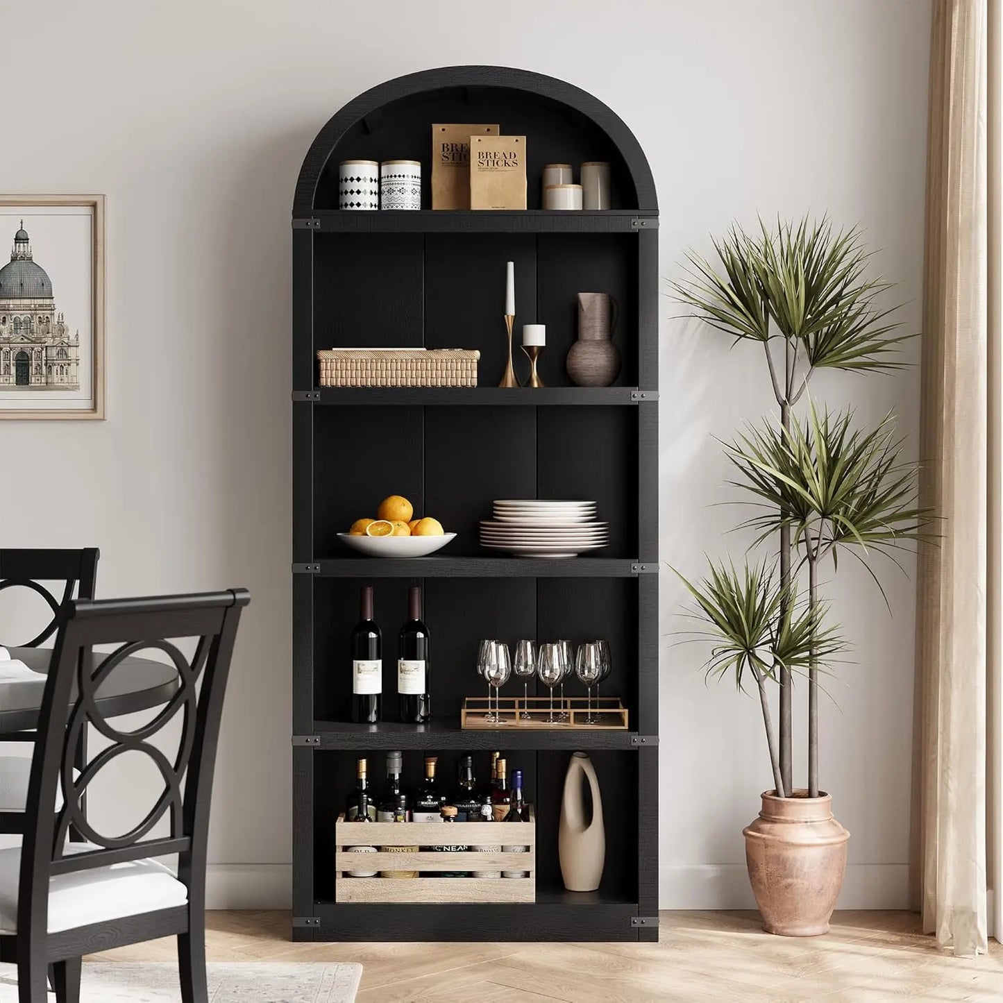 5 Shelf Arched Bookshelf