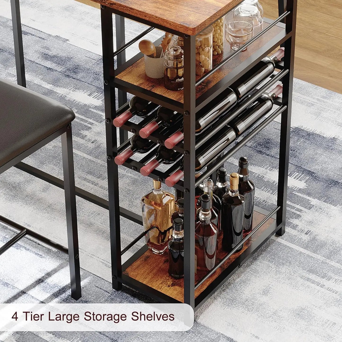 2-Person Counter Height Dining Set with Storage Shelves