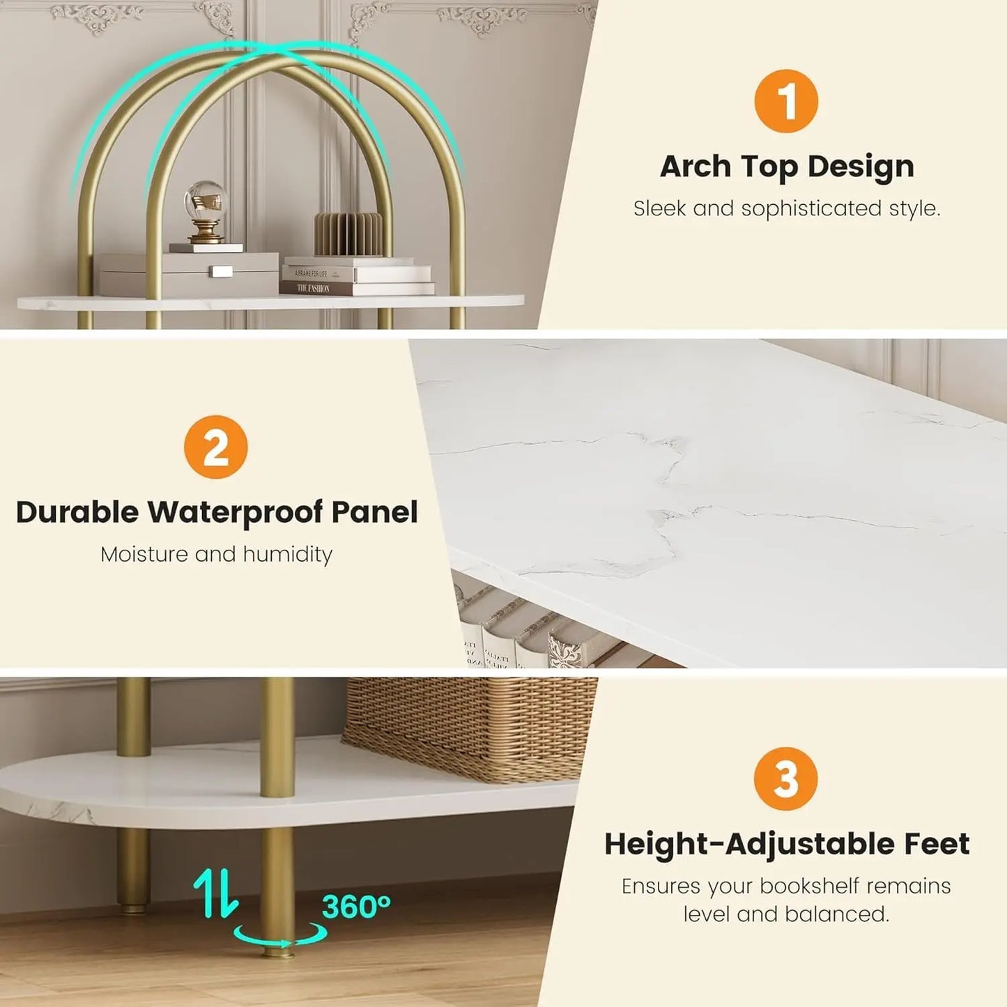 5 Tier Bookcase Arched Display Rack