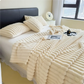 Solid colour thickened wide striped blanket