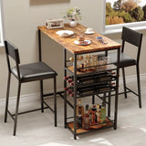 2-Person Counter Height Dining Set with Storage Shelves