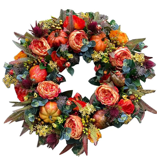 Autumn Peony Pumpkin Wreath