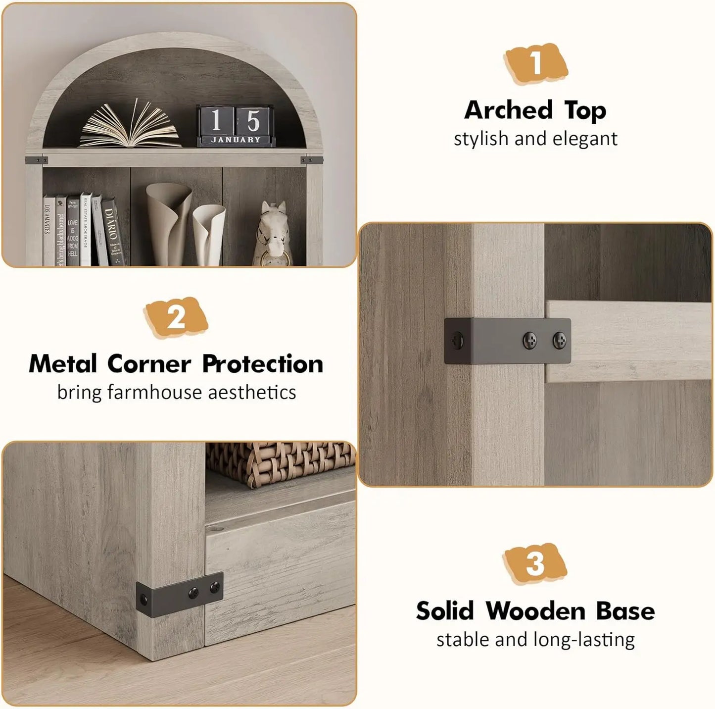 5 Shelf Arched Bookshelf