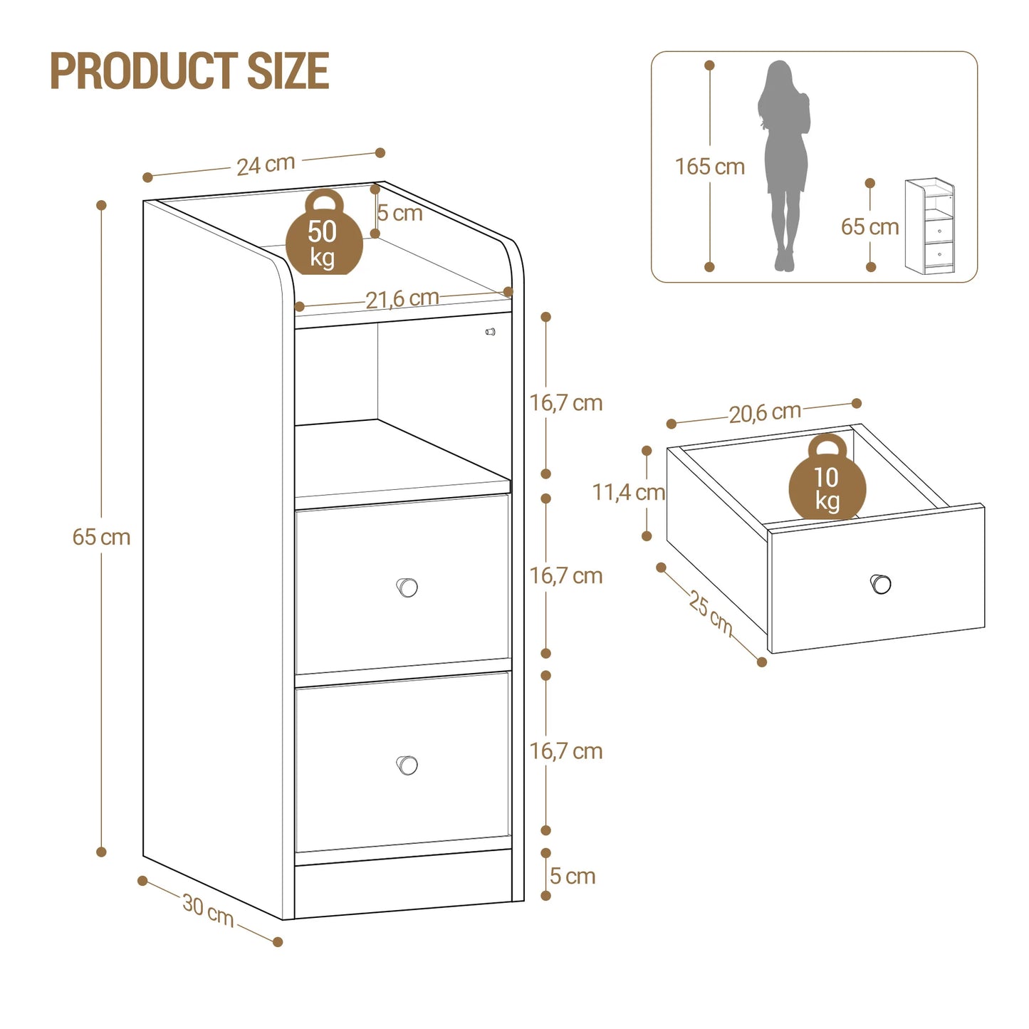 Slim Bedside Table