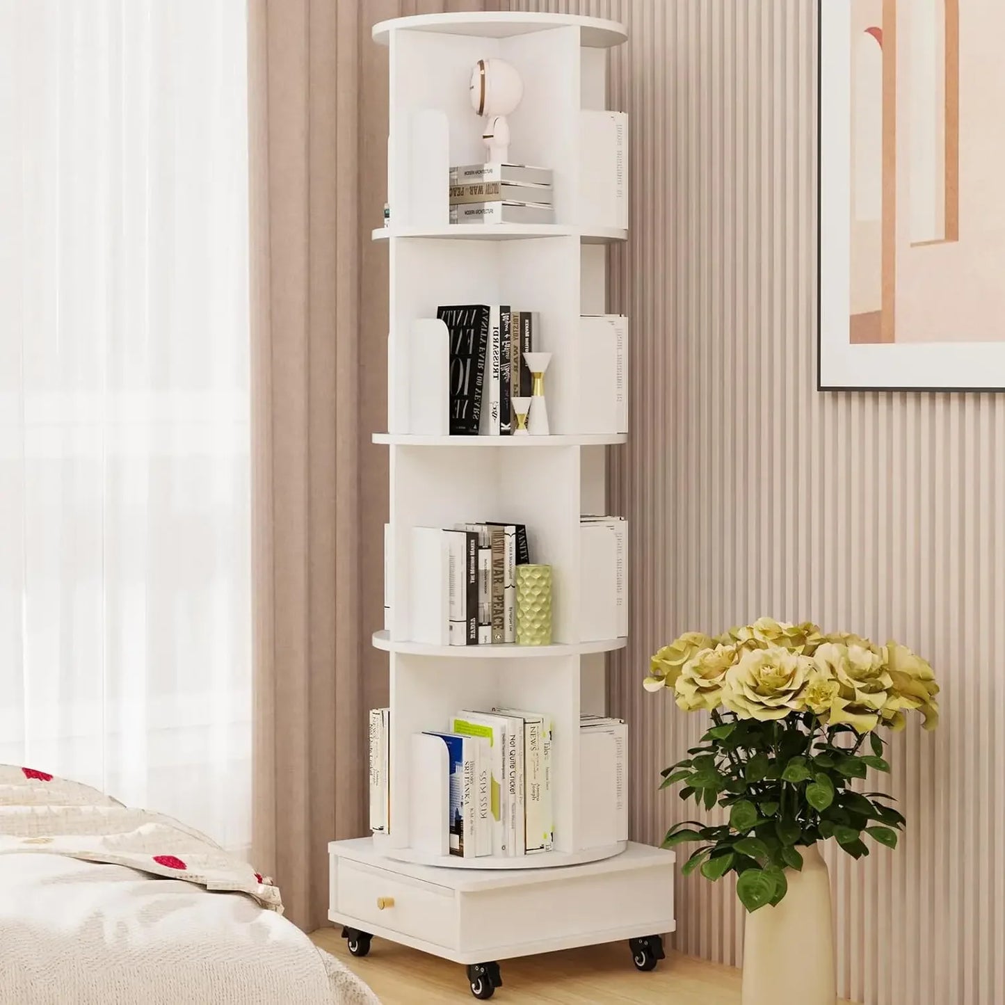 4-layer Corner Rotating Bookshelf