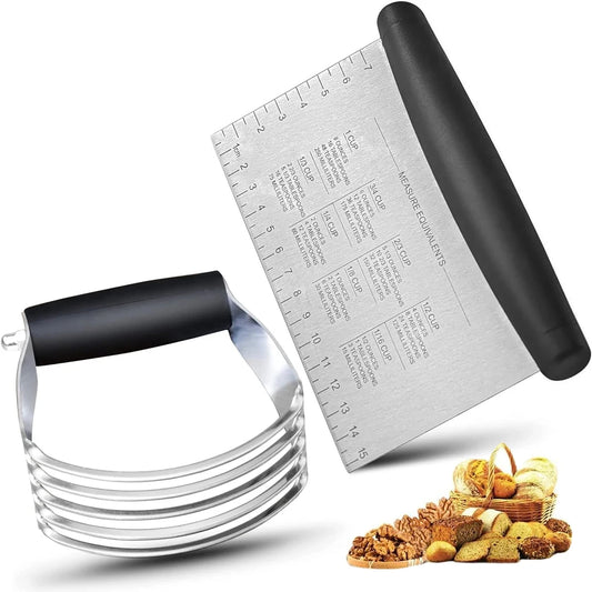Stainless Steel Pastry Cutter and Bench Scraper Set