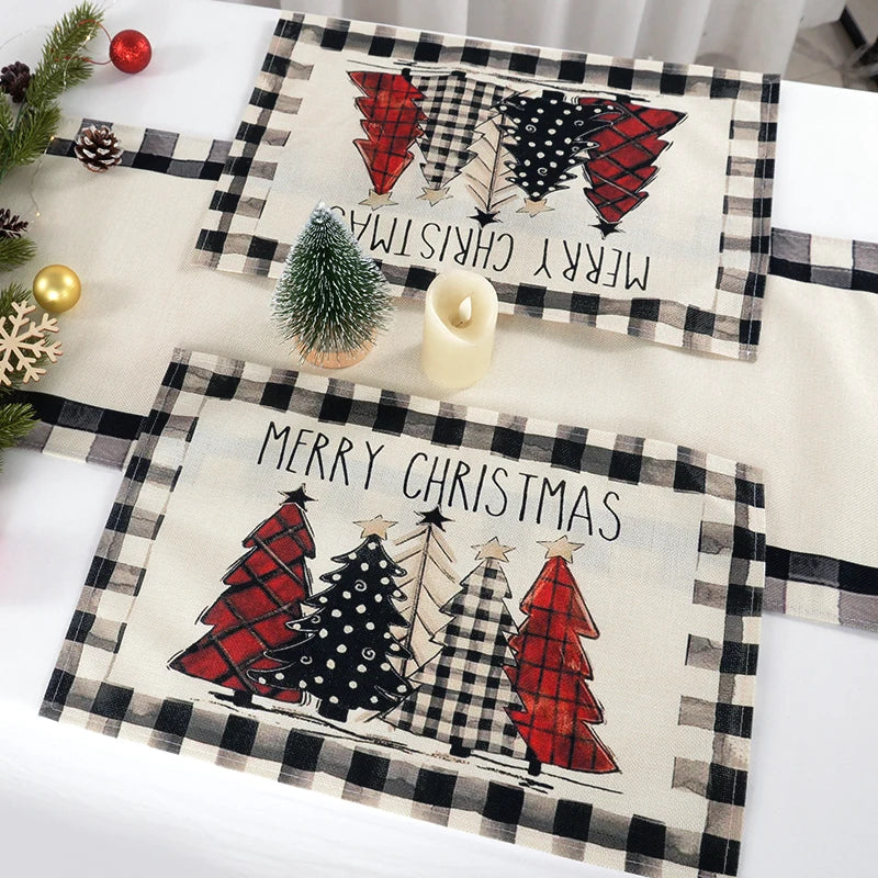 4pcs Linen Christmas Placemats