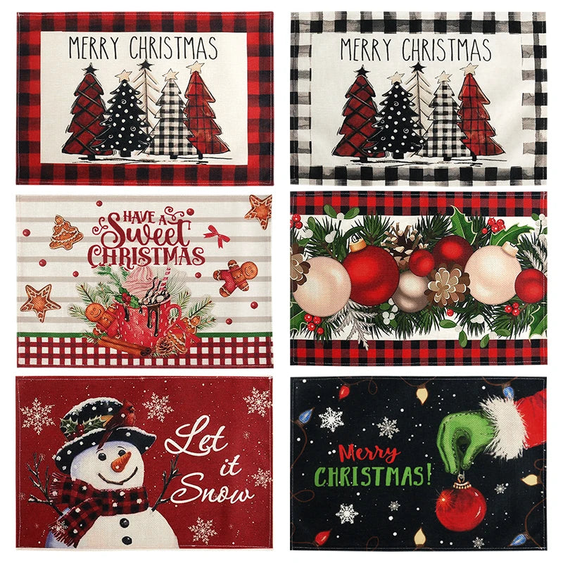 4pcs Linen Christmas Placemats