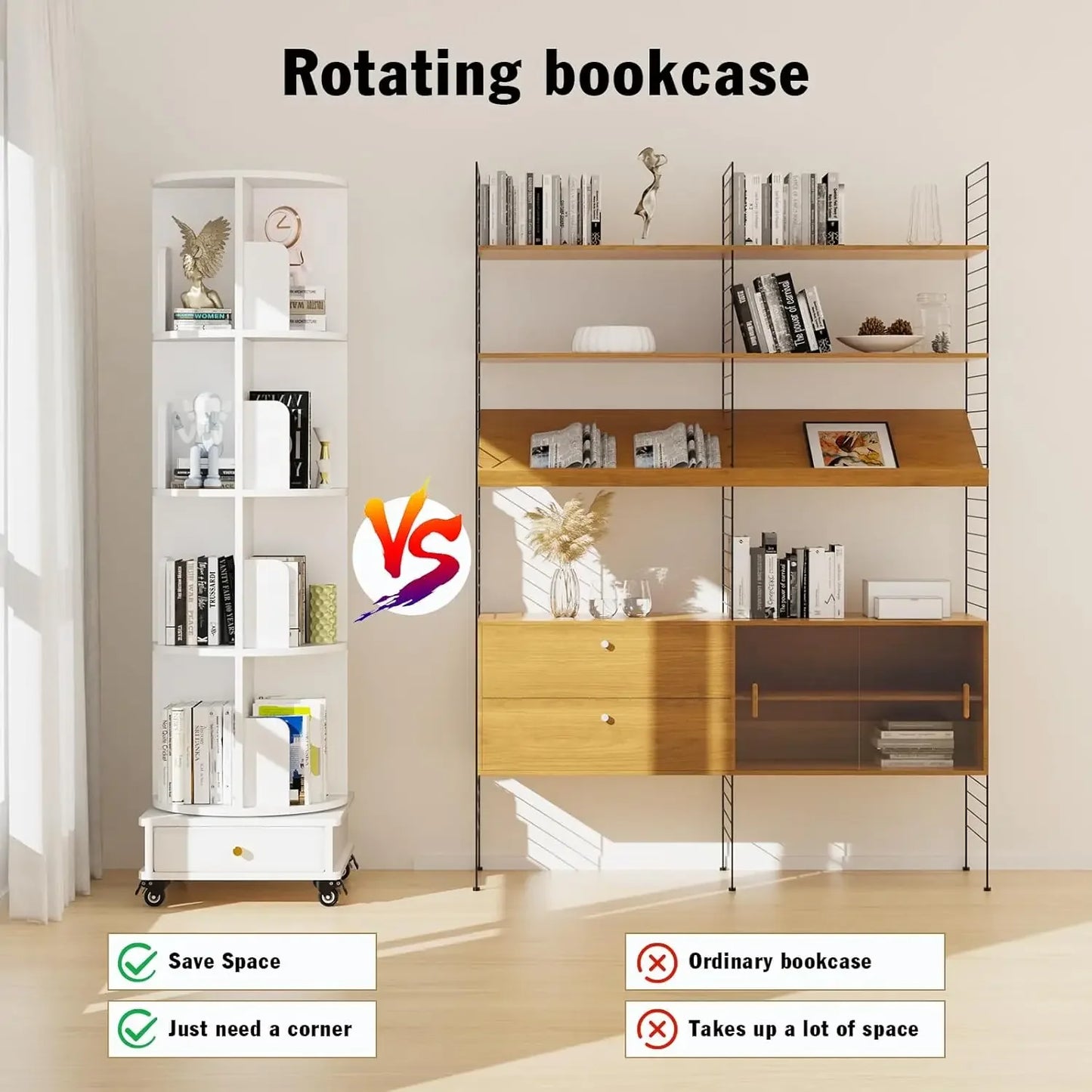 4-layer Corner Rotating Bookshelf