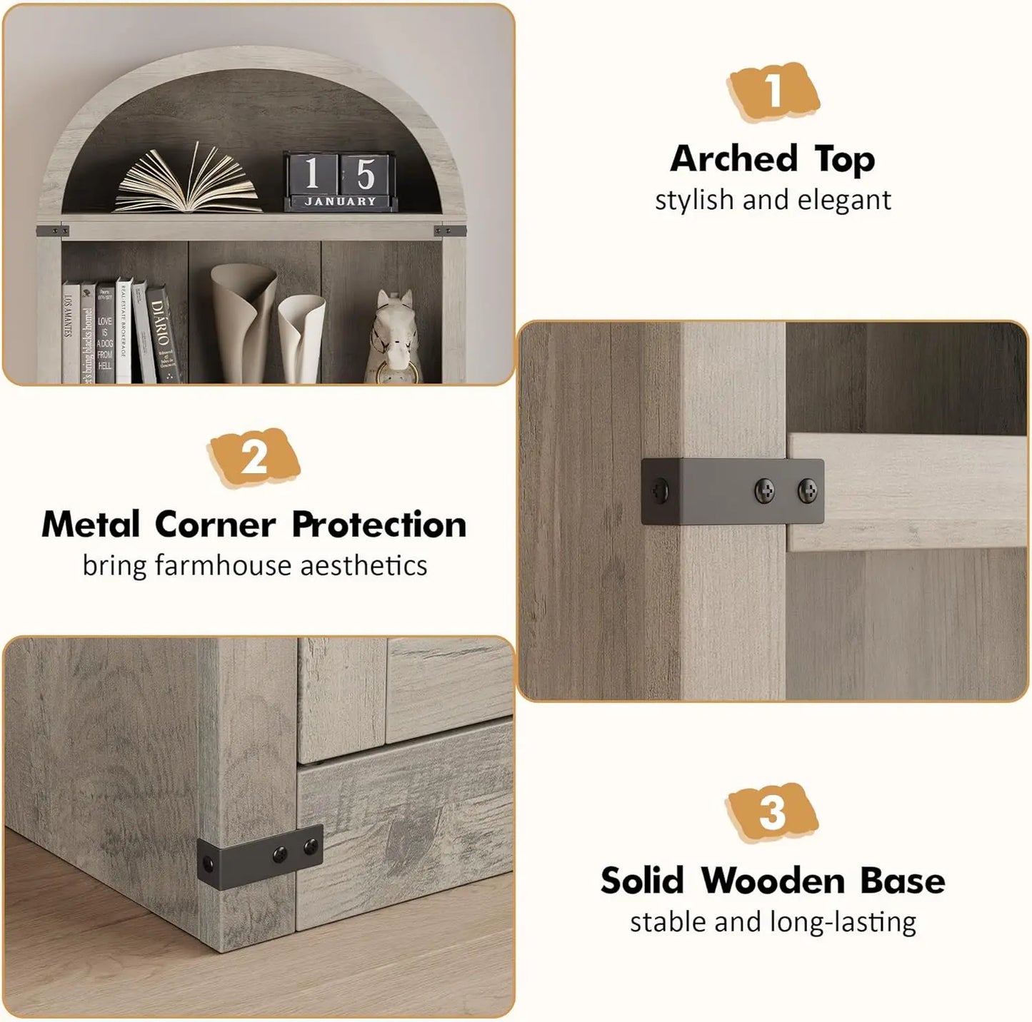 5 Shelf Arched Bookshelf