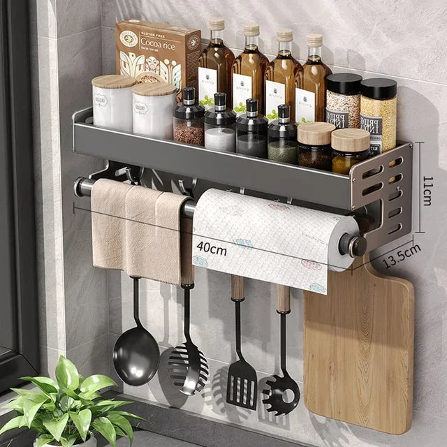 Wall-Mounted Kitchen Spice Storage Rack