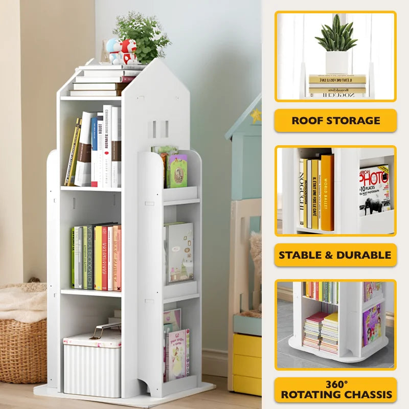 360-Degree Rotating Bookshelf Castle