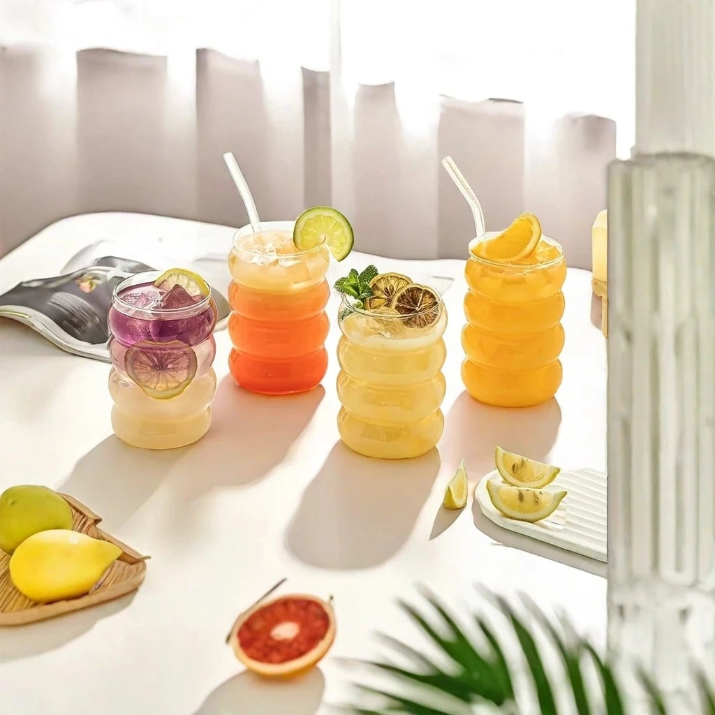 4pcs Creative Glasses With Straws