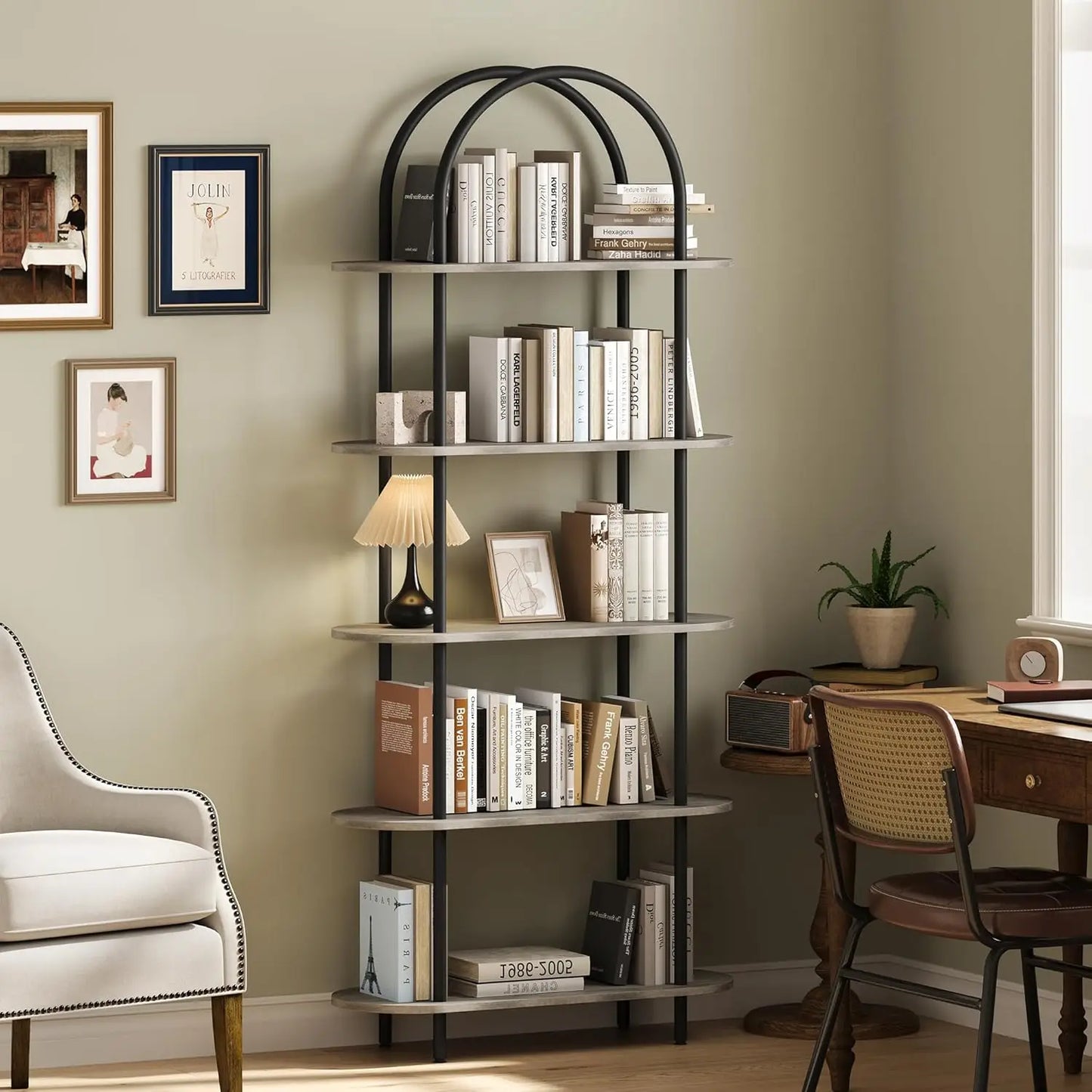 5 Tier Bookcase Arched Display Rack