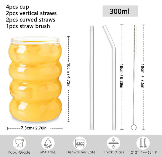 4pcs Creative Glasses With Straws