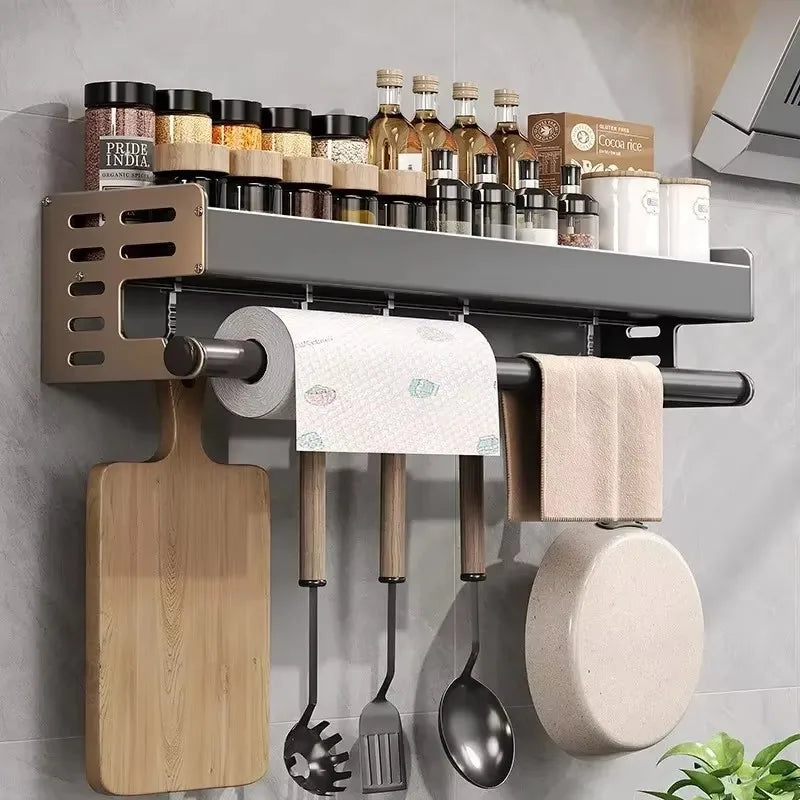 Wall-Mounted Kitchen Spice Storage Rack