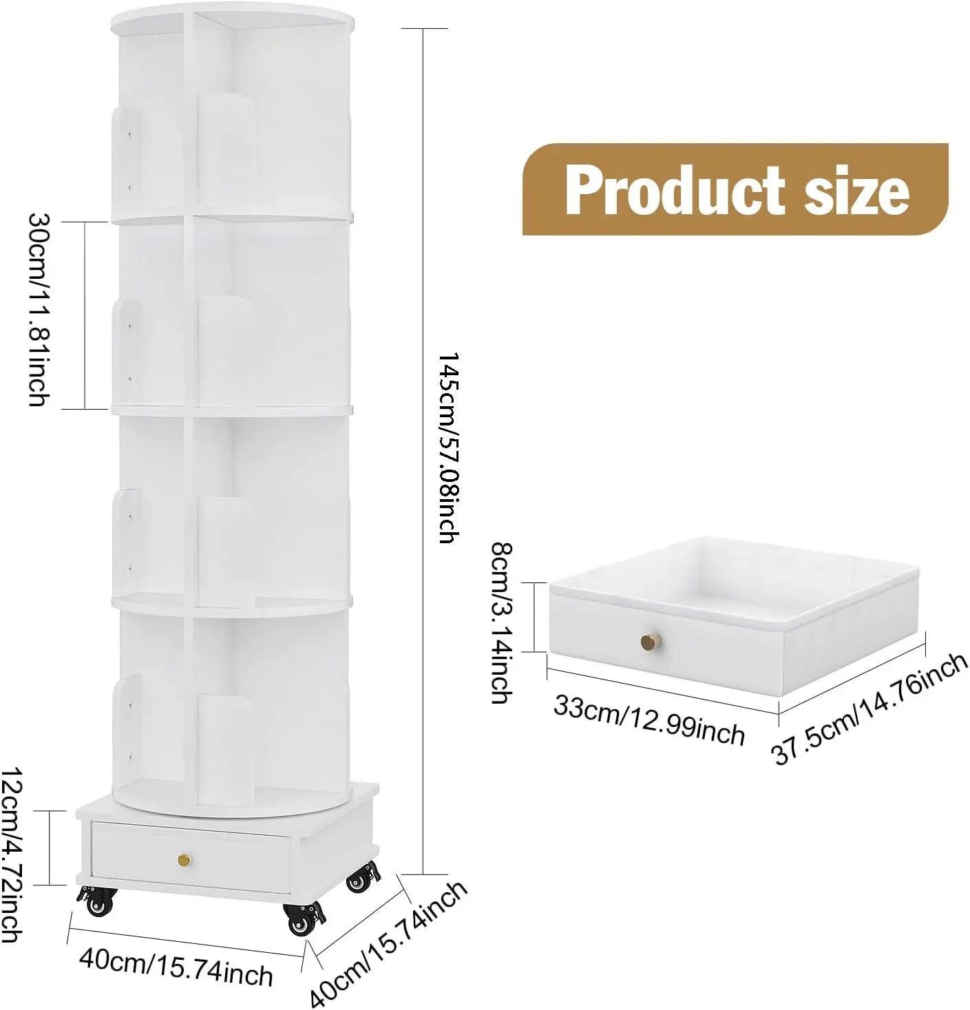 4-layer Corner Rotating Bookshelf