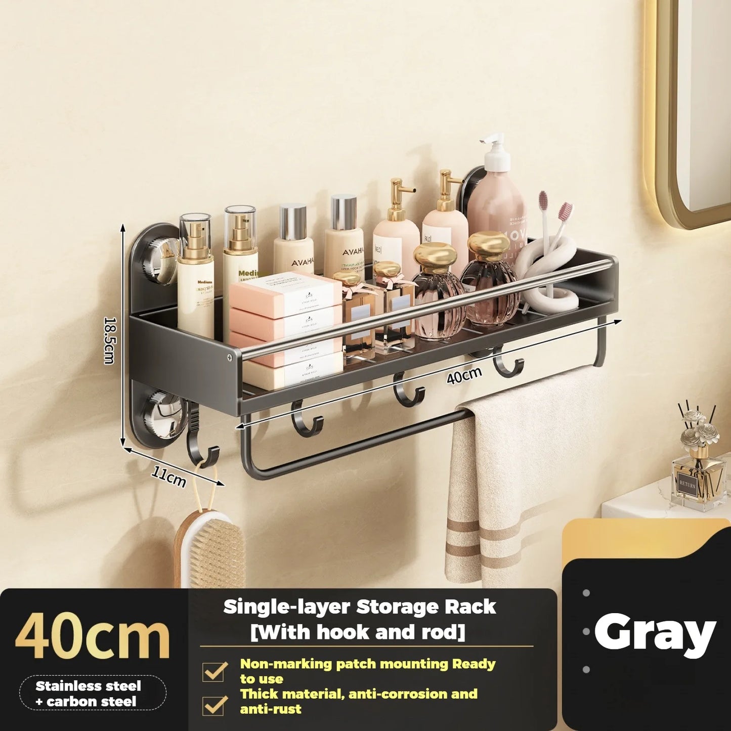 No Drill Bathroom Rack