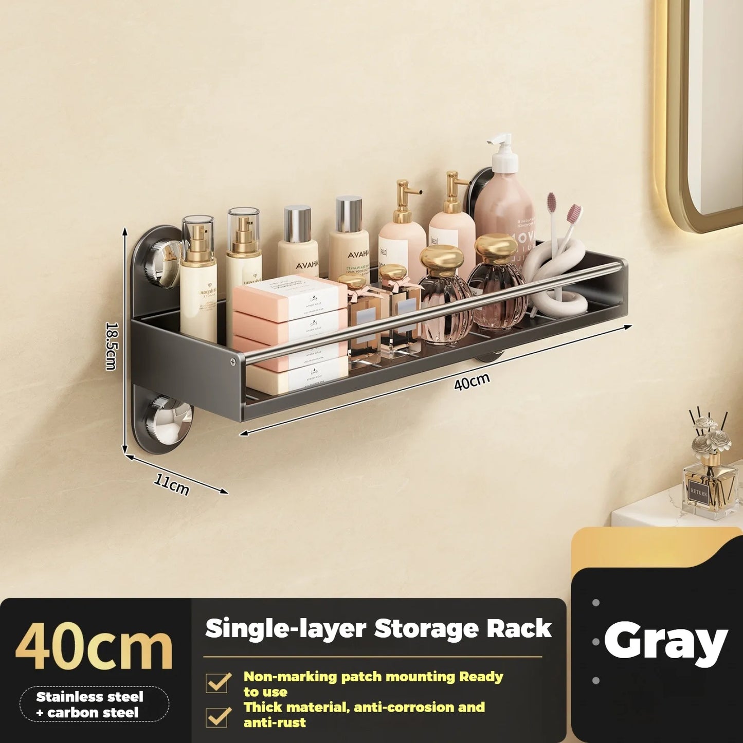 No Drill Bathroom Rack