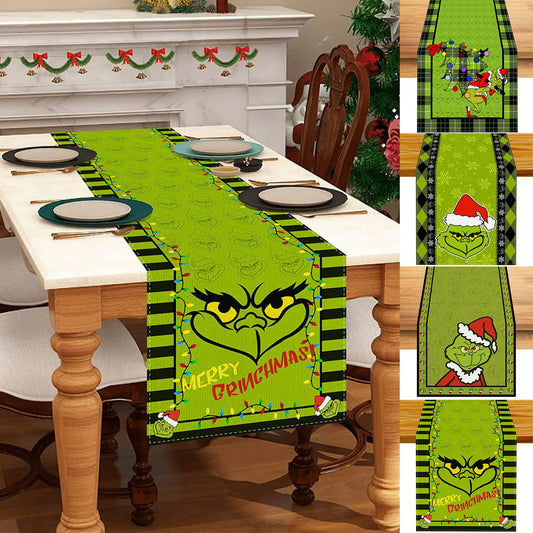 Linen Merry Grinchmas Table Runner